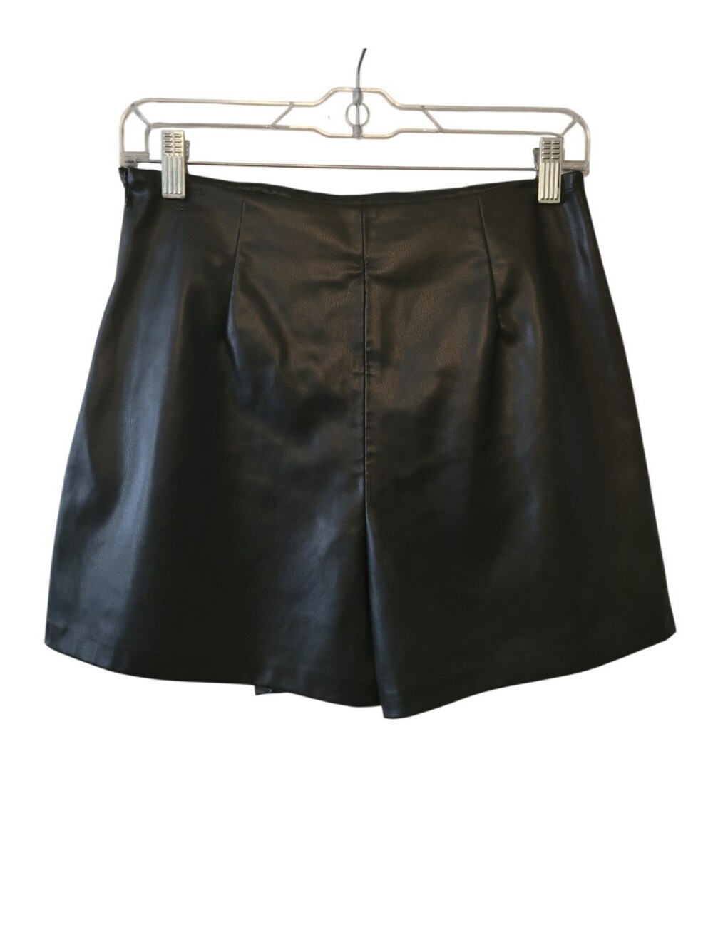 Zara Black Faux Leather Shorts Skort Size Small - Picture 3 of 4